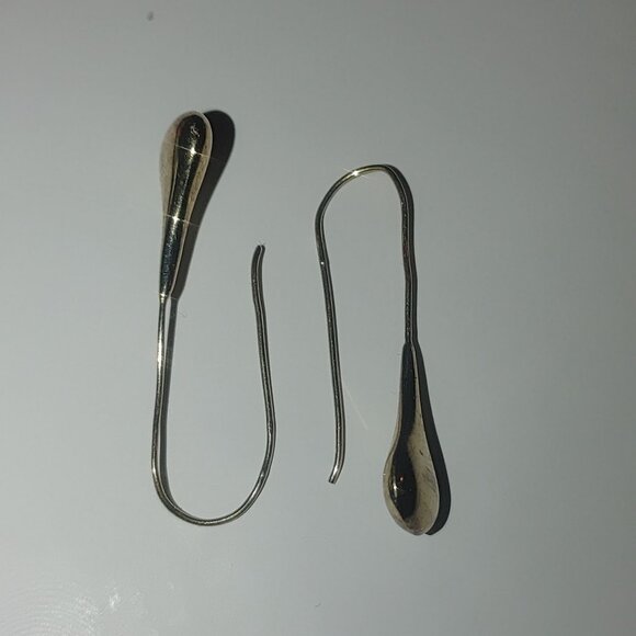 Teardrop Hook Earrings Long Sterling Silver Inch and Half Adjustable Bends - Picture 8 of 11